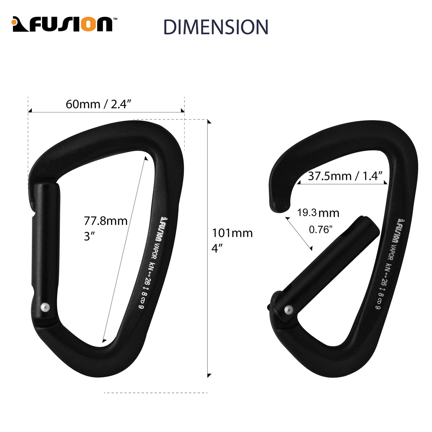 Vapor IV Aluminum - Straight Aluminum Carabiner - Black