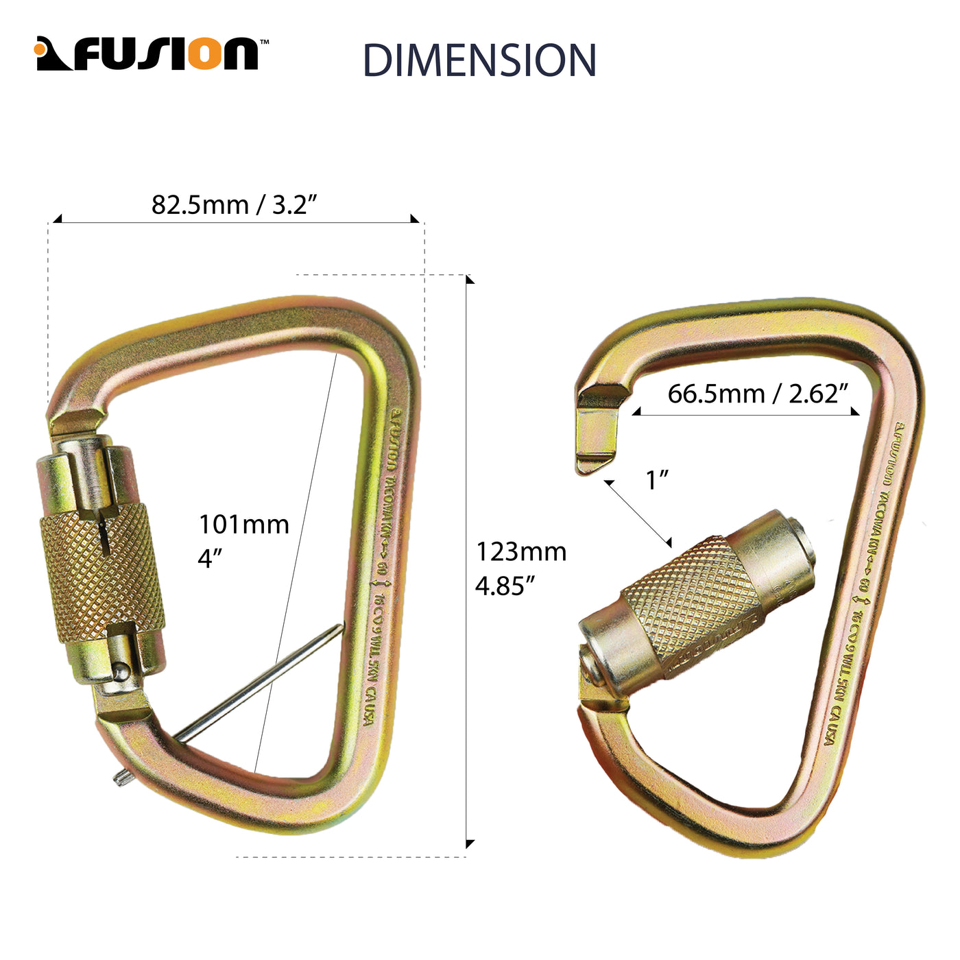 Tacoma Extra Duty 60KN - Triple Lock Carabiner - Gold